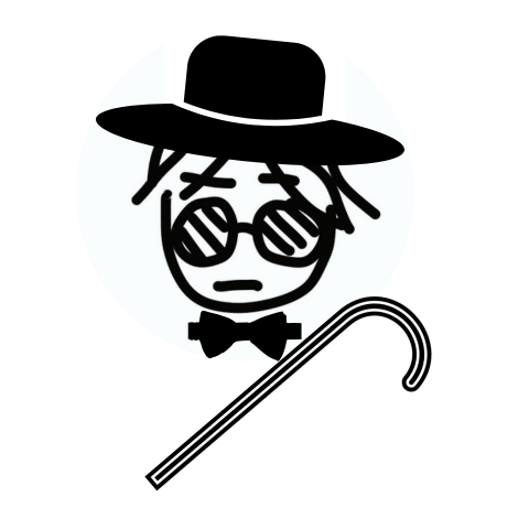 miyamonチャップリンが帽子を被り杖を持っている似顔絵のアイコン